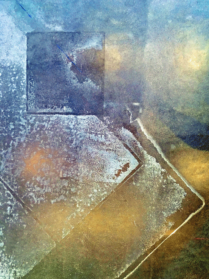 ein abstraktes Kunstwerk. Gemälde in blau und grün